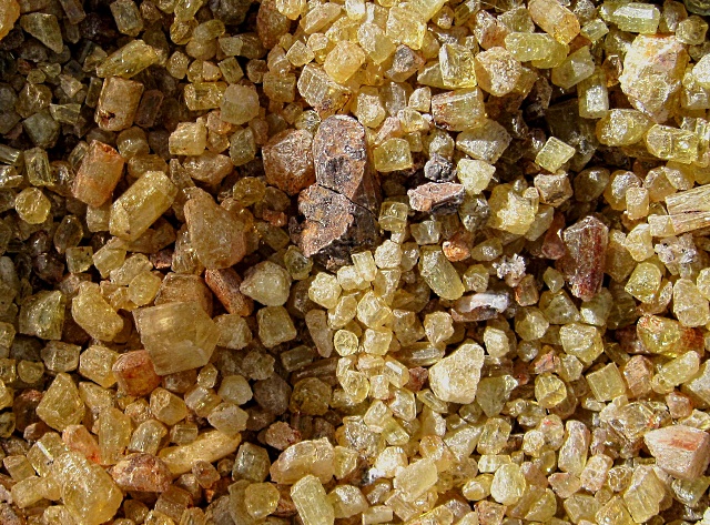apatite-box of green crystal fragments-Mexico