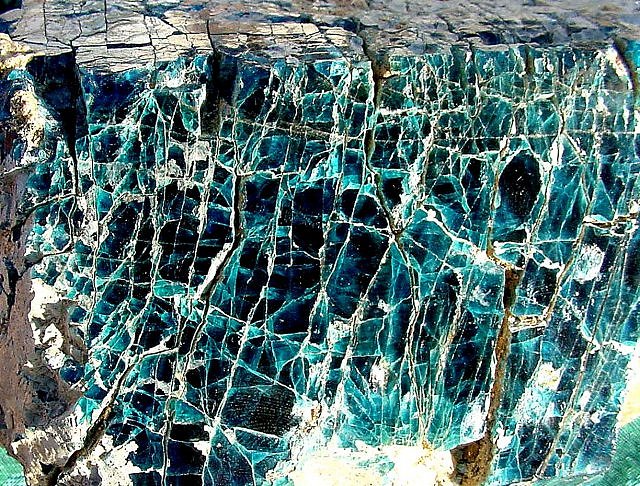 Apatite - Dark Blue - Massive - Fractured