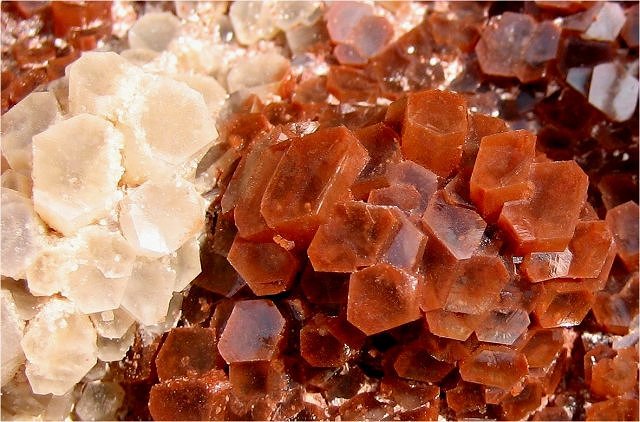 aragonite-red hexagonal crystals-Morocco