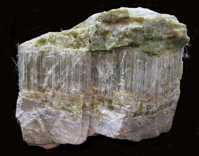 asbestos-chrysotile-white to green fibers