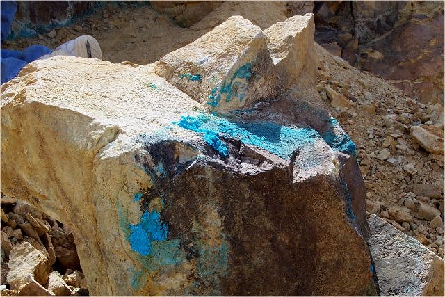 Chalcanthite - Blue Coating On Rock