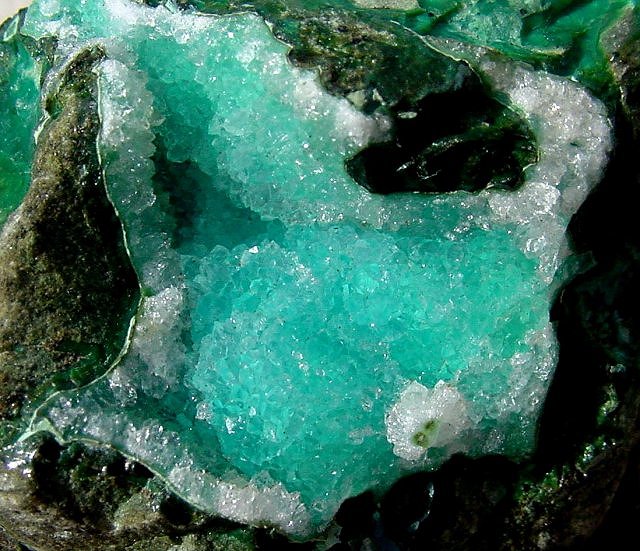 chrysocolla-greenish blue with drusy quartz-Bagdad Arizona