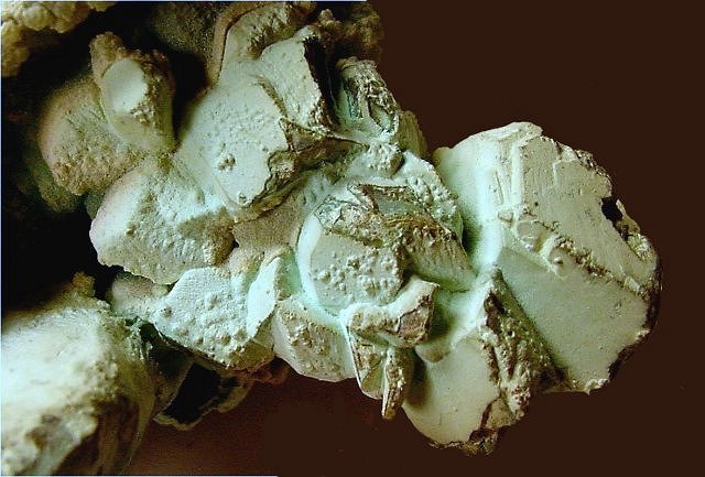 chrysocolla-pale green pseudomorphs after crystals-Miami Arizona