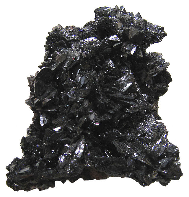 descloizite-cluster of black crystals