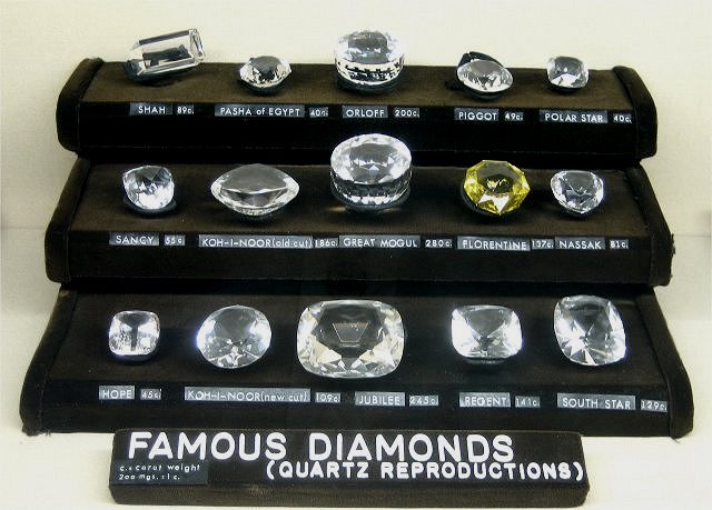 diamond-glass replicas of famous cut diamonds