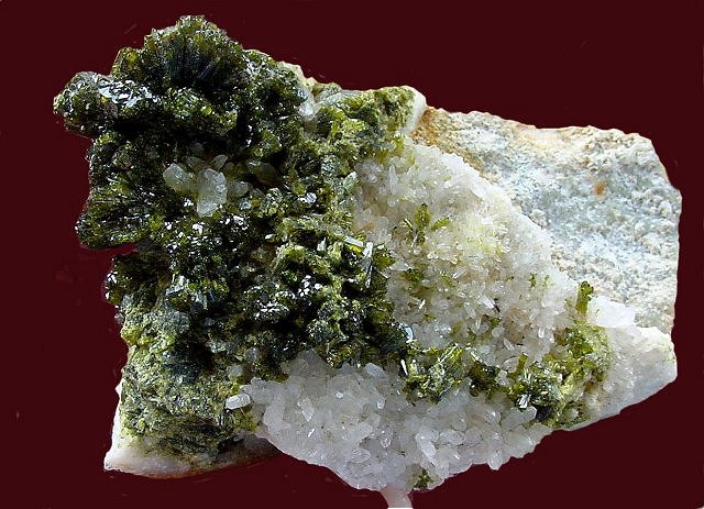 epidote-green crystals on quartz