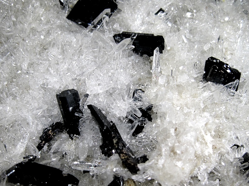 ferberite-small black crystals inquartz-Peru
