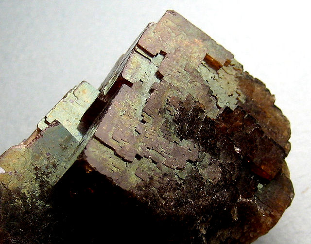 fluorite-cubic crystals-dark purple with brown surface