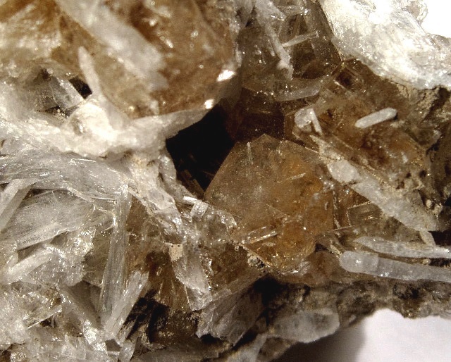 fluorite-cubic crystals-light brown with celestite