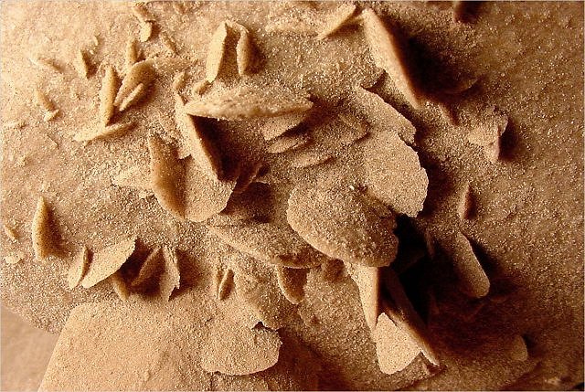gypsum-crystal cluster with sand inclusions