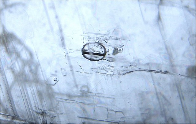 gypsum-selenite-water with air bubble inclusion within crystal