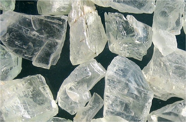hiddenite-transparent crystal fragments-Brazil