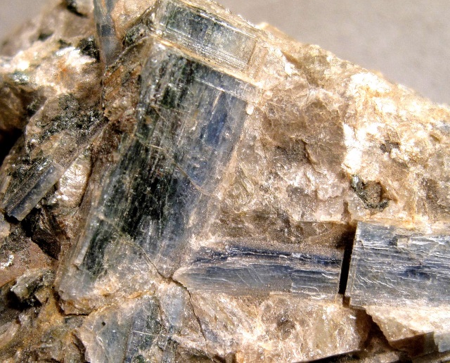 kyanite-blue crystals in schist