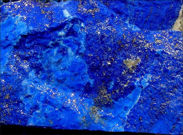 lapis lazuli bright blue massive with tiny pyrite sparkles Afghanistan