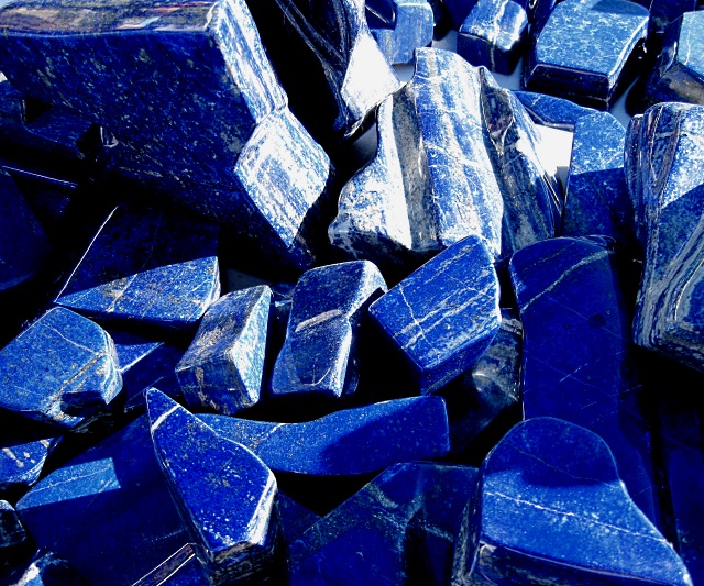 lapis lazuli polished blue rocks Afghanistan
