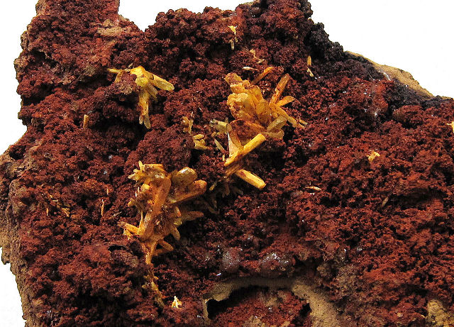 legrandite yellow prismatic crystal clusters