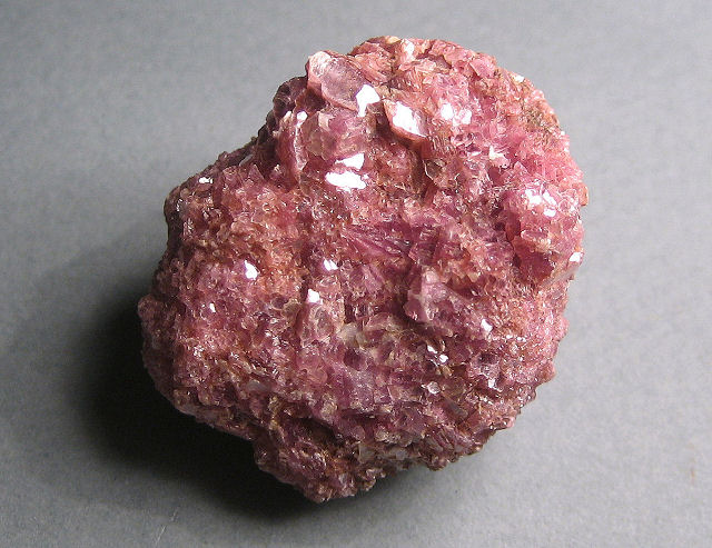 lepidolite mass of pink small shiny crystals Pala California