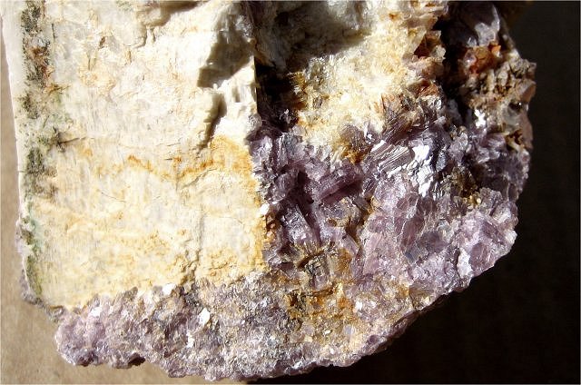 lepidolite pink crystalline mass with feldspar Pala California