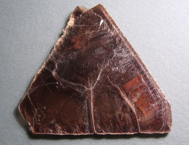 lepidolite pinkish brown triangular crystal Brazil