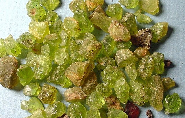 olivine-yellow green grains-San Carlos Apache reservation Arizona