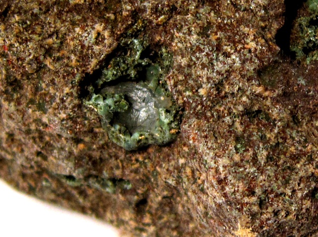pumpellyite-green nodule in basalt-Michigan-