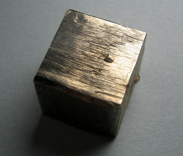 pyrite cubic crystal with striated faces