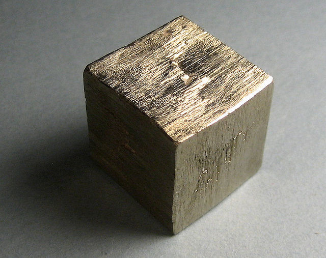 pyrite cubic crystal with striated faces