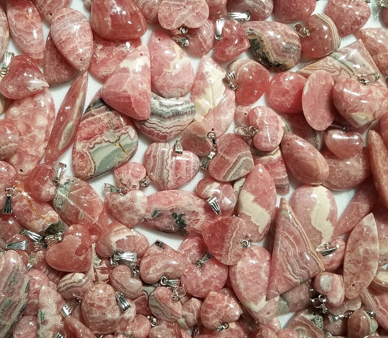 Rhodochrosite Pink Polished Pendants