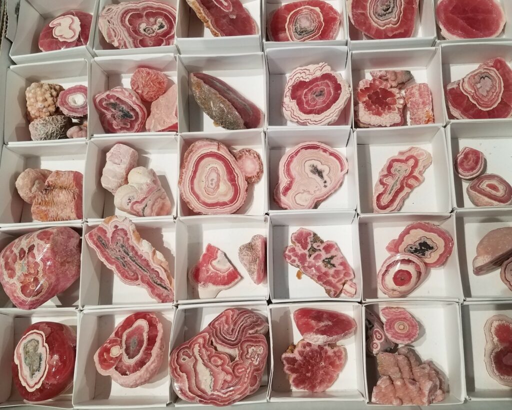 Rhodochrosite Pink Sections of a Stalactite Argentina