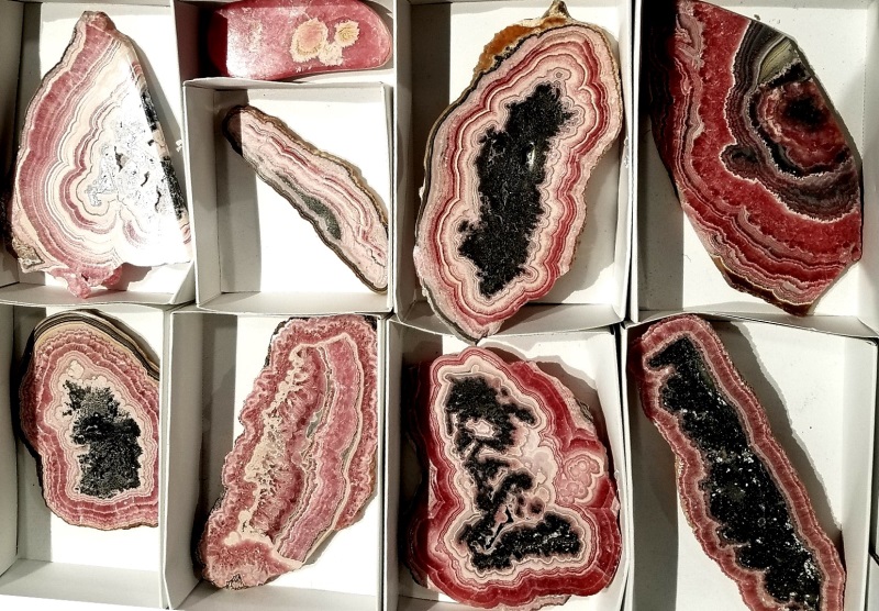 Rhodochrosite Polished Cave Formation Slabs Argentina