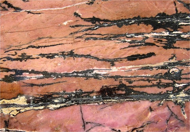 rhodonite-tan and black banding-cut slab-Aaustralia