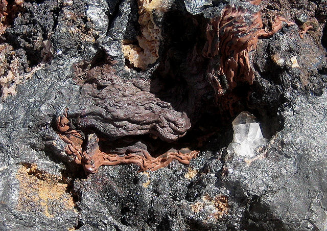 silver-wire silver-with quartz crystal-Tombstone Arizona