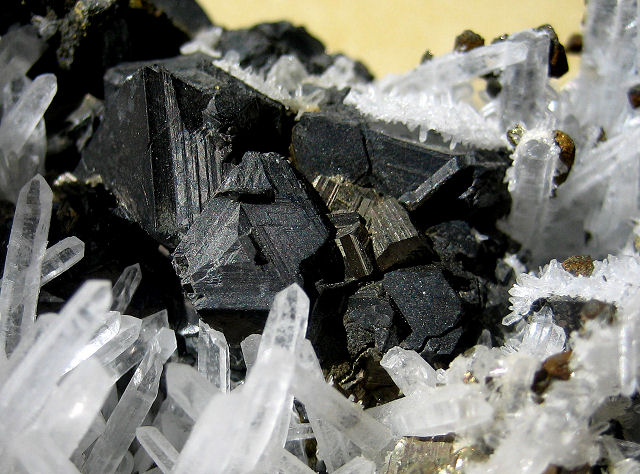Sphalerite - Black Crystals with Quartz - Peru