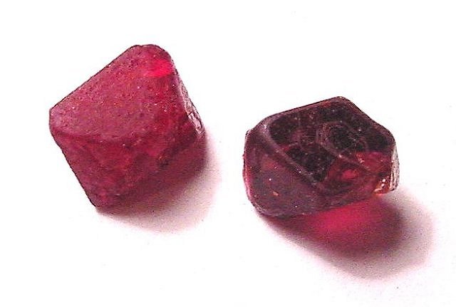 Spinel - Two Red Octahedron Crystals