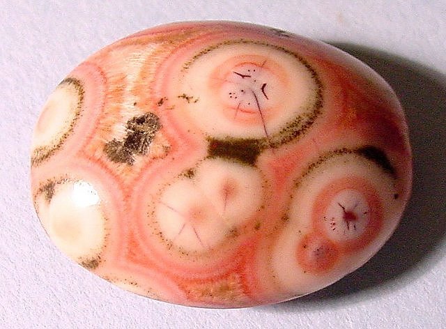 Thomsonite Cabochon White And Pink Circles