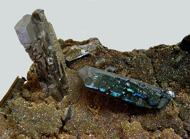 vivianite-clear elongated crystal with blue highlights