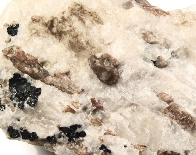 willemite brown crystal in white calcite