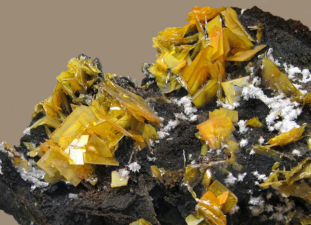 wulfenite bright yellow square crystals