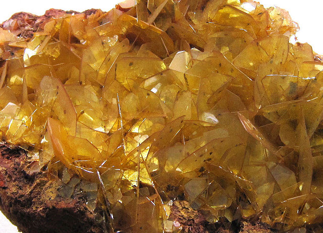 wulfenite cluster of bright yellow square crystals