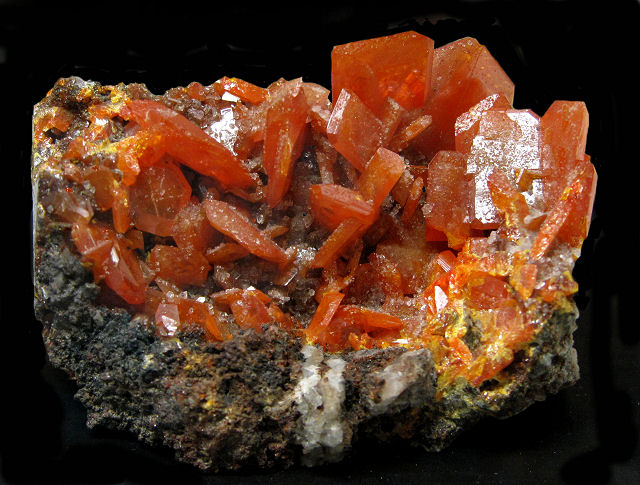 wulfenite cluster of orange square crystals
