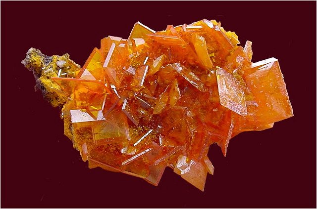 wulfenite cluster of orange square crystals