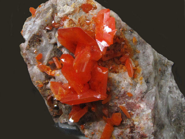 wulfenite cluster of reddish orange crystals