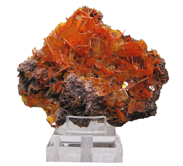 wulfenite cluster of reddish orange crystals