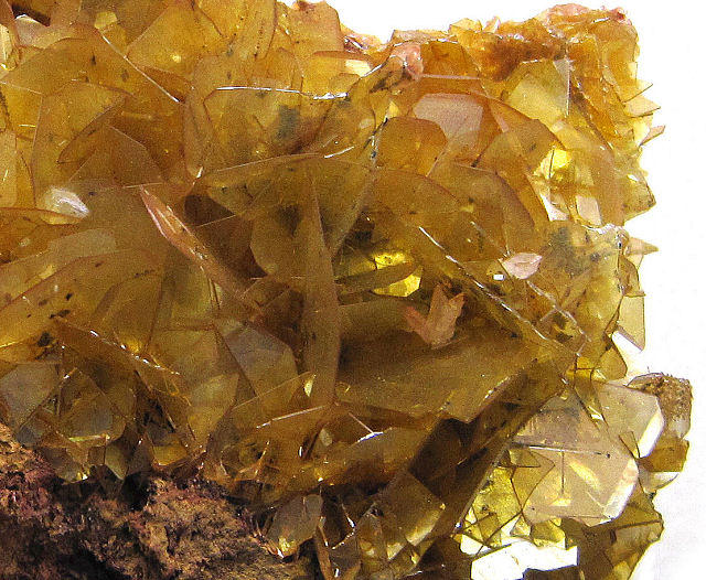 wulfenite cluster on thin yellow crystals