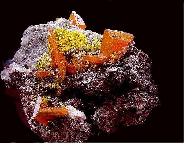 wulfenite orange square crystals