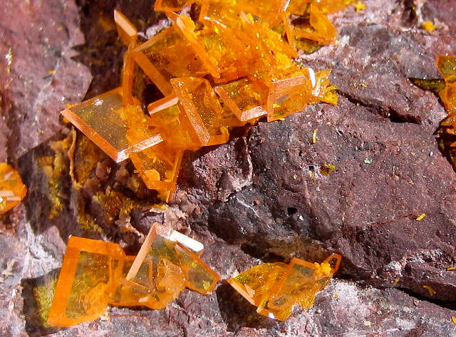 wulfenite orange square crystals