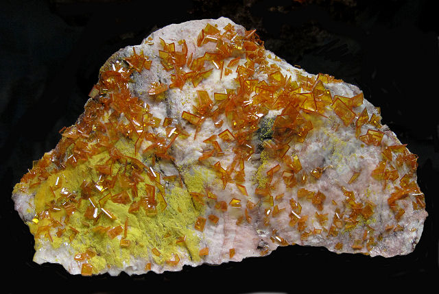 wulfenite orange thin square crystals