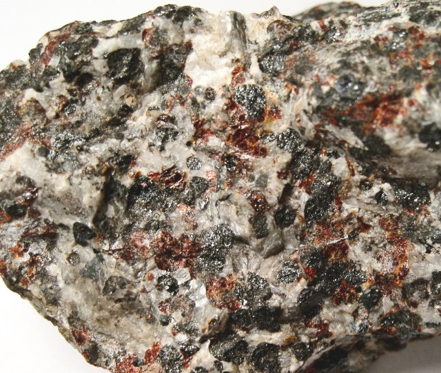 zincite zincite-red grains with black franklinite and white calcite