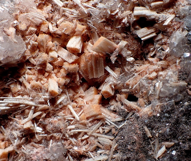 laumontite-orange crystals-closer view
