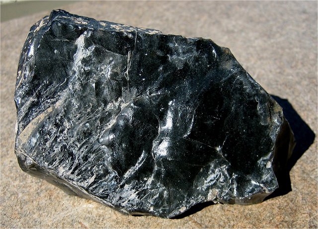 obsidian-gray with conchoidal fracture
